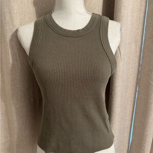 Cotton On Khaki Ribbed Tank Top